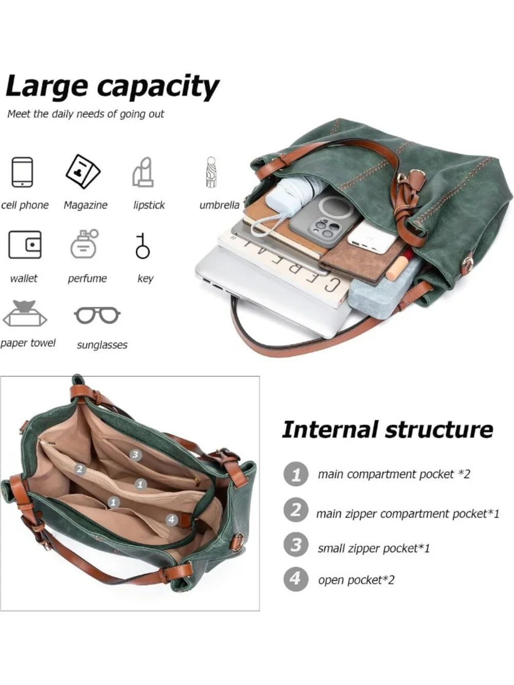Chic Vintage PU Hobo Shoulder Bag | Rivet Detail Bucket Tote Purse